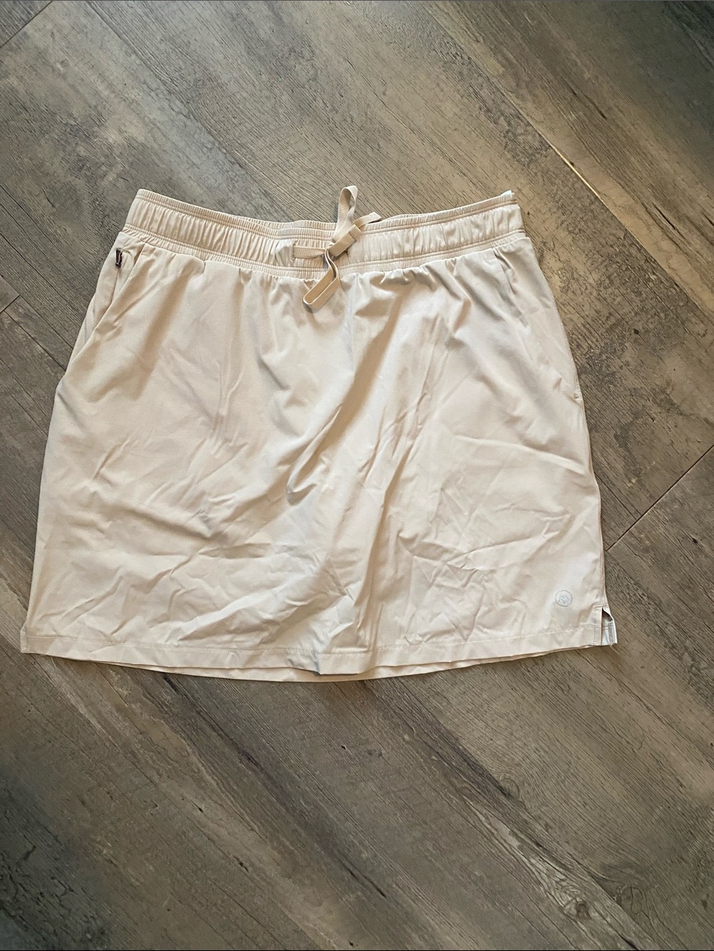 Women’s Casual Drawstring Mini Skirt in Light Beige